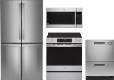 4 Piece Package Includes Refrigerator, Range, Microwave And Dishwasher